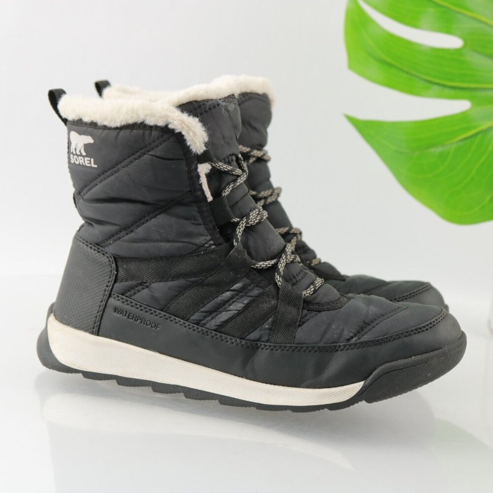 Sorel Women's Whitney II Boot Size 6 Waterproof Short Lace Up Black Nylon Winter - Picture 1 of 12